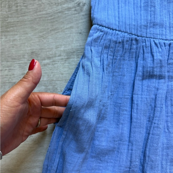Pact Organic Cotton Gauze Throw And Go Blue Dress Size XS Bohemian Beach Coastal - Picture 6 of 8